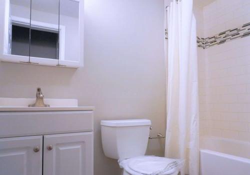 White modern bathroom with a bathtub